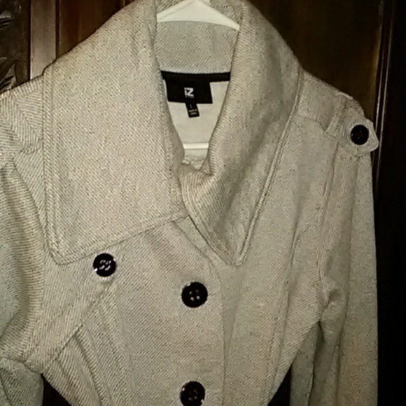 IZ BYER MID LENGTH WOOL TYPE GREY COAT  SZ LRG - Picture 7 of 8